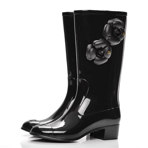 chanel rubber rain boots